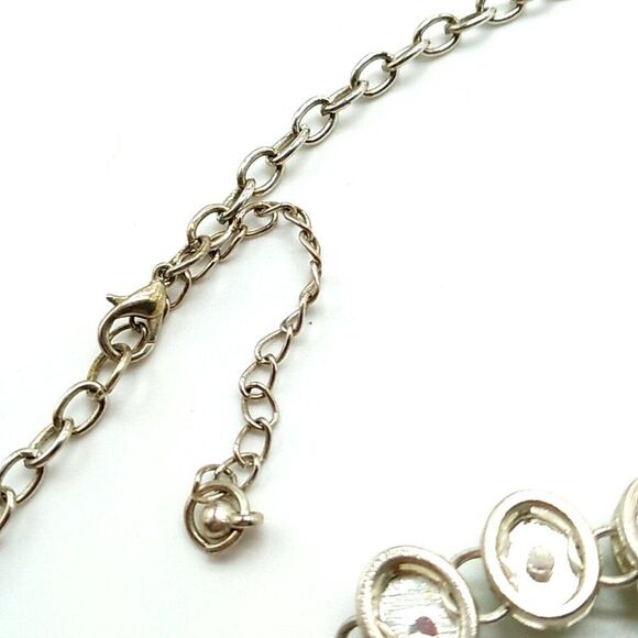 Green & Silver-tone Faceted Iridescent Faux Stone Necklace - Picture 10 of 15